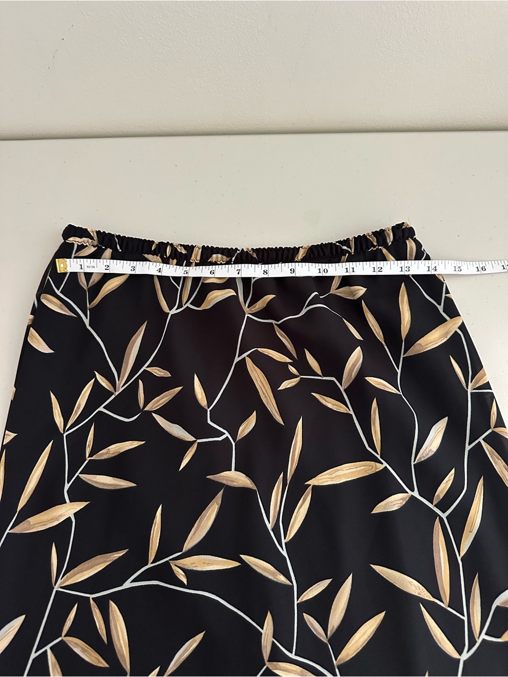 Vintage 90s Black Mesh Maxi Slip Skirt Leaf Print Size Large Boho Soft Grunge - Picture 7 of 9